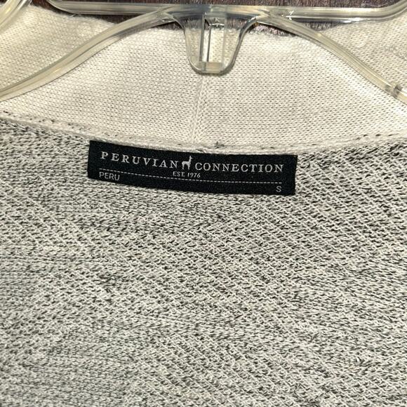 Peruvian Connection Pima Cotton Gray Open Front Cardigan Duster Small - Picture 3 of 9